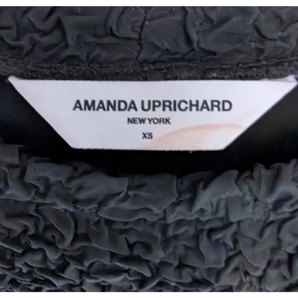 Amanda Uprichard Rosaria Textured Smocked Stretch Black Midi Dress Size XS - Picture 8 of 12